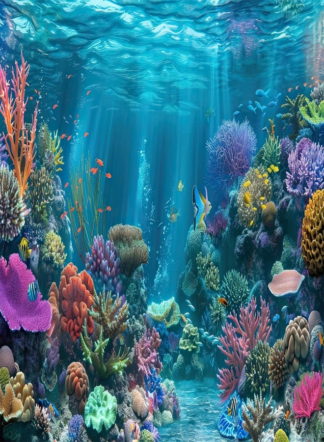 iTapnoom Ocean Floor Aquarium Background, Underwater Tropical Fish Coral Reef Aquatic Nature Plant Fish Tank Backdrop Decor, Polyester Fabric with 6 EVA Double-Sided Tapes 48x24 inches/120x60cm - Image 1